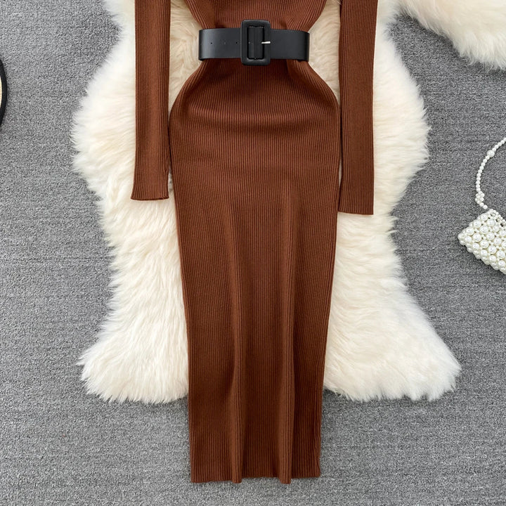 Amelia  -  Turtleneck Knit Pencil Dress