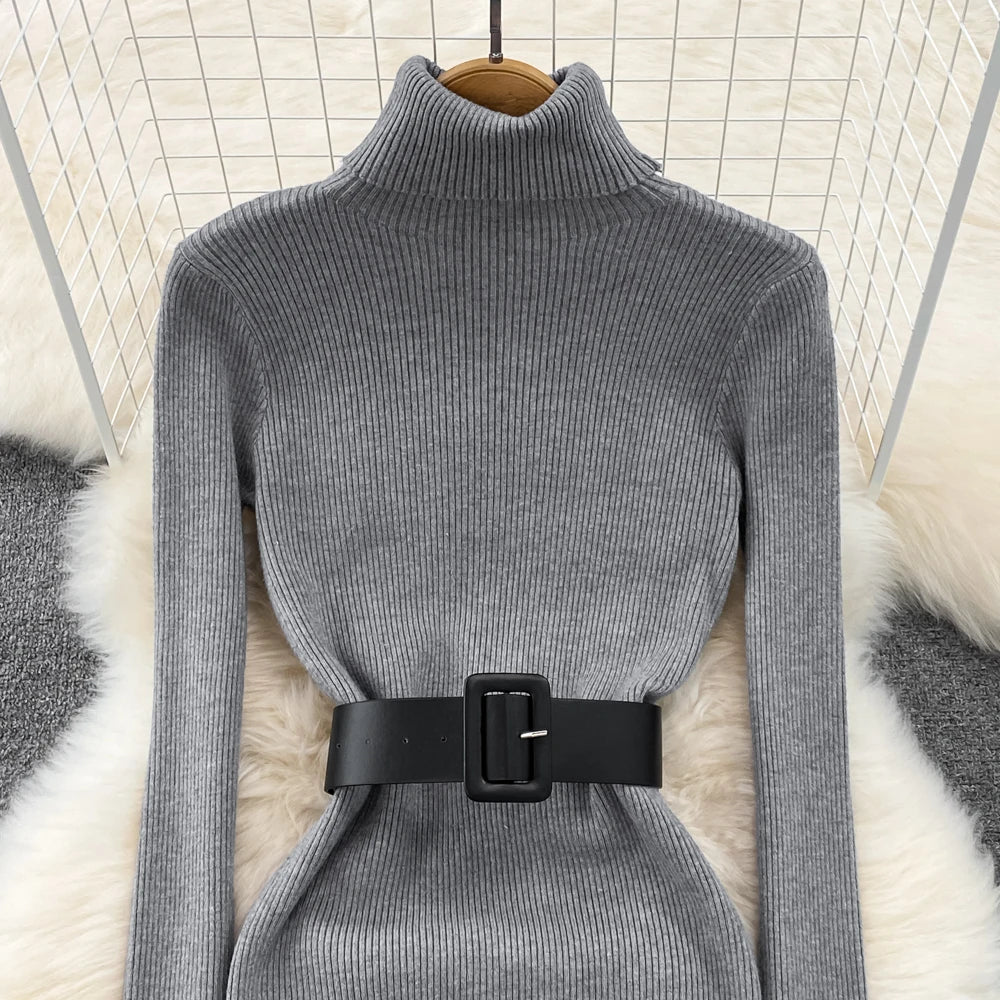 Amelia  -  Turtleneck Knit Pencil Dress