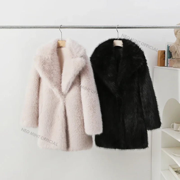 Evelyn - Faux Fur Lapel Coat