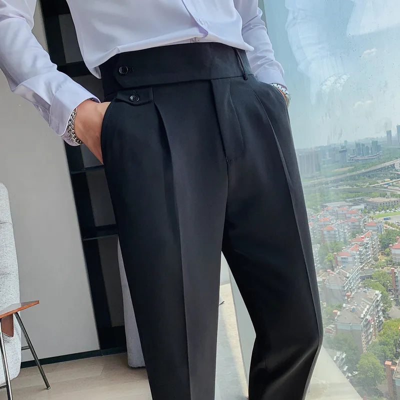 Daniel - High Waist Slim Fit Trousers