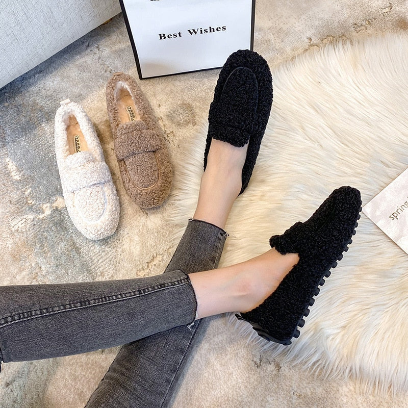 Luna - Plush Flat Shoes