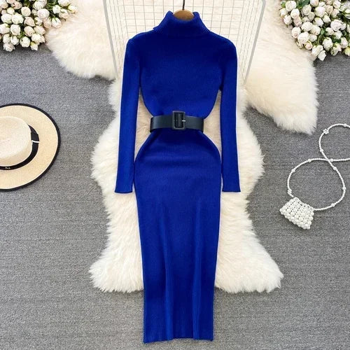 Amelia  -  Turtleneck Knit Pencil Dress