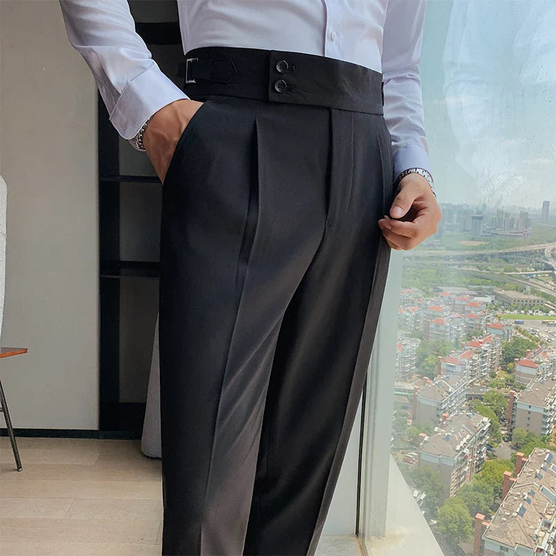 Daniel - High Waist Slim Fit Trousers