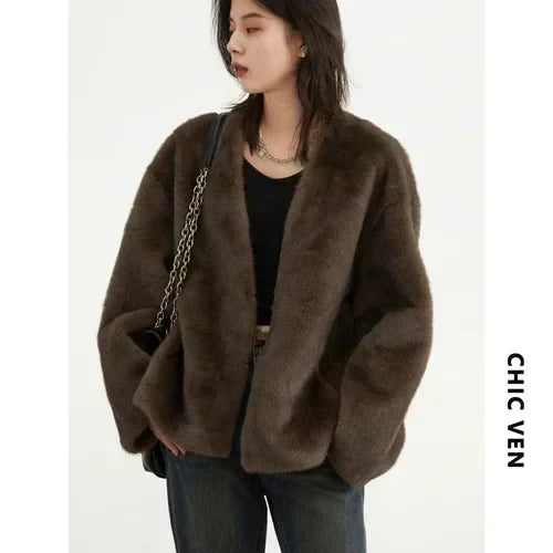 Sophia - Loose Casual Plush Overcoat