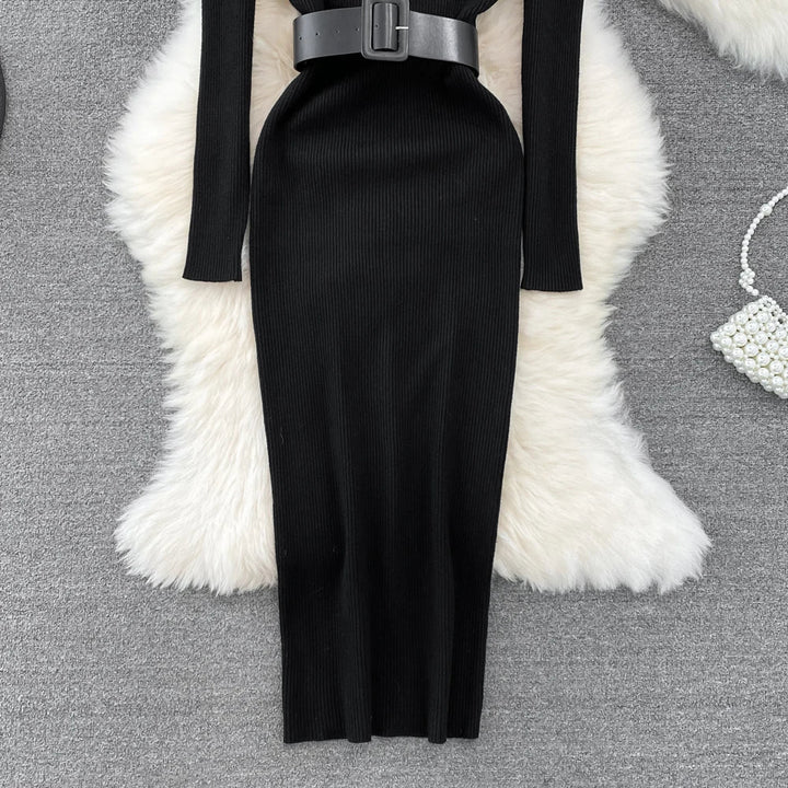 Amelia  -  Turtleneck Knit Pencil Dress