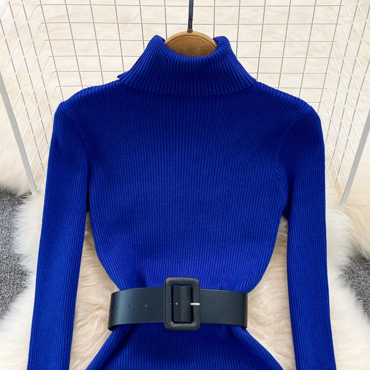 Amelia  -  Turtleneck Knit Pencil Dress