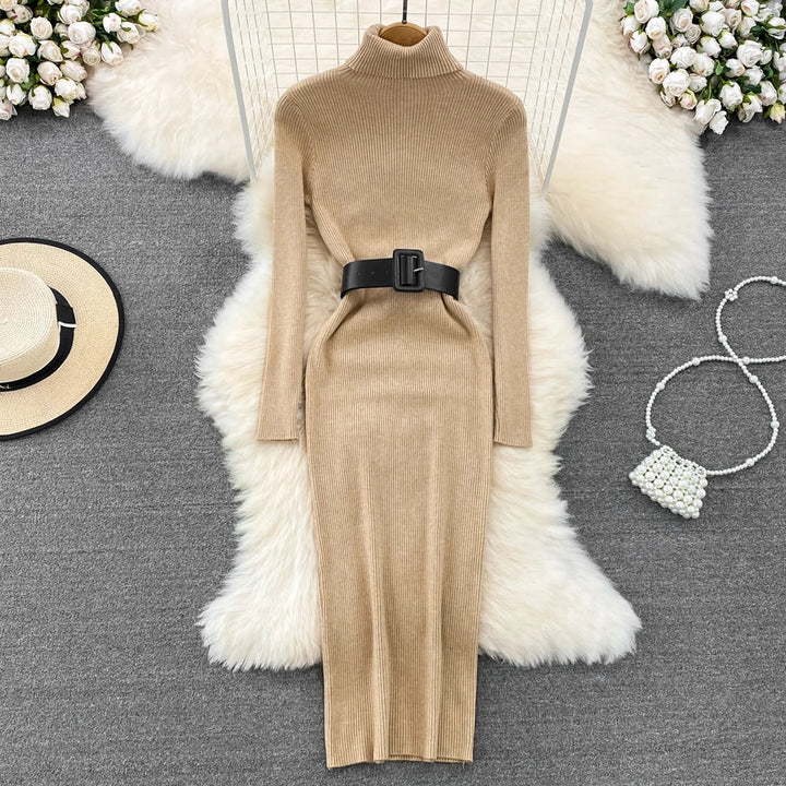 Amelia  -  Turtleneck Knit Pencil Dress