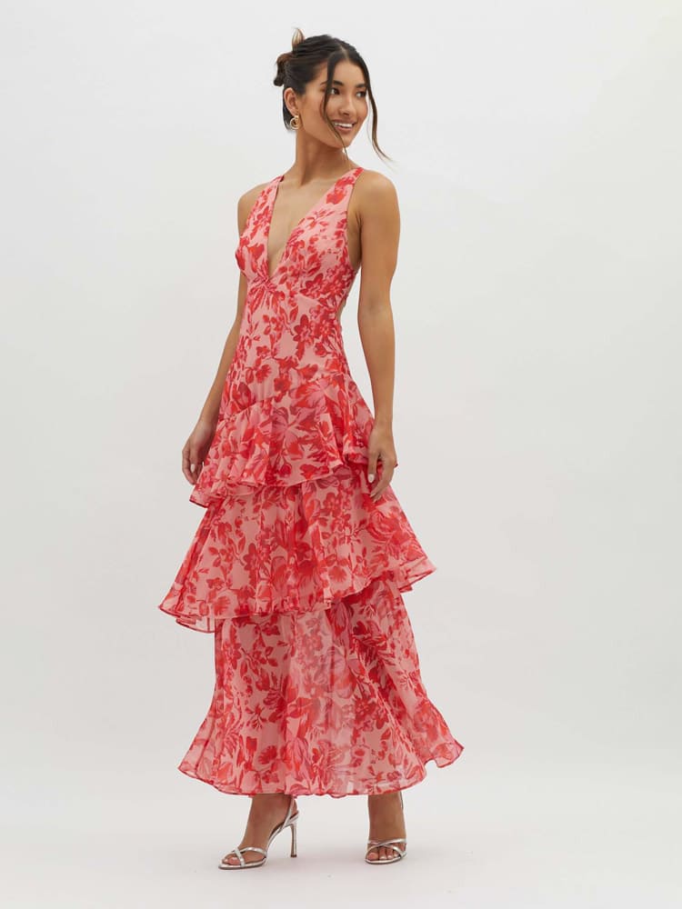 Inez - Beautiful Ruffle Chiffon Dress