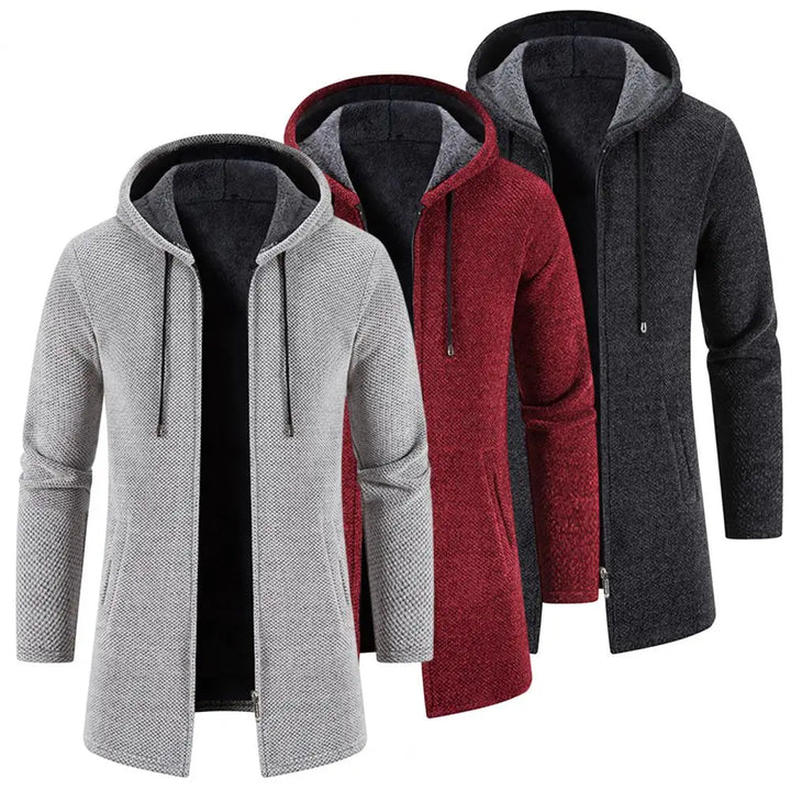 Caleb - Men's Padded Fleece Zip Hoodie Cardigan