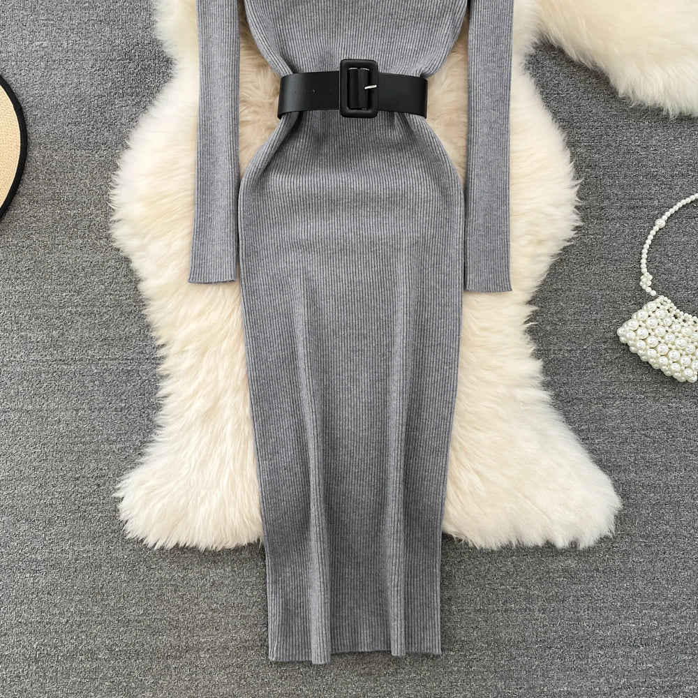 Amelia  -  Turtleneck Knit Pencil Dress