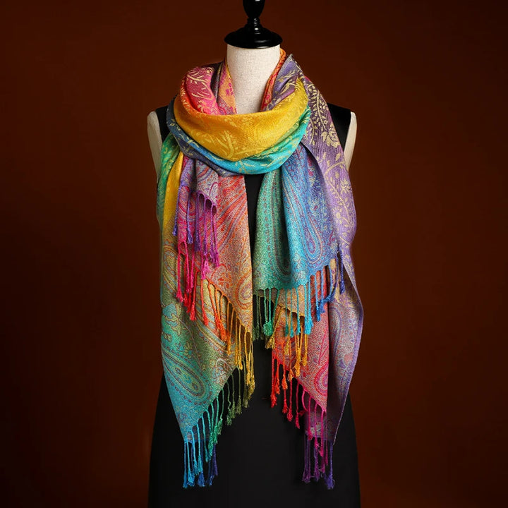 Sophia - Bohemian Paisley Fringe Shawl