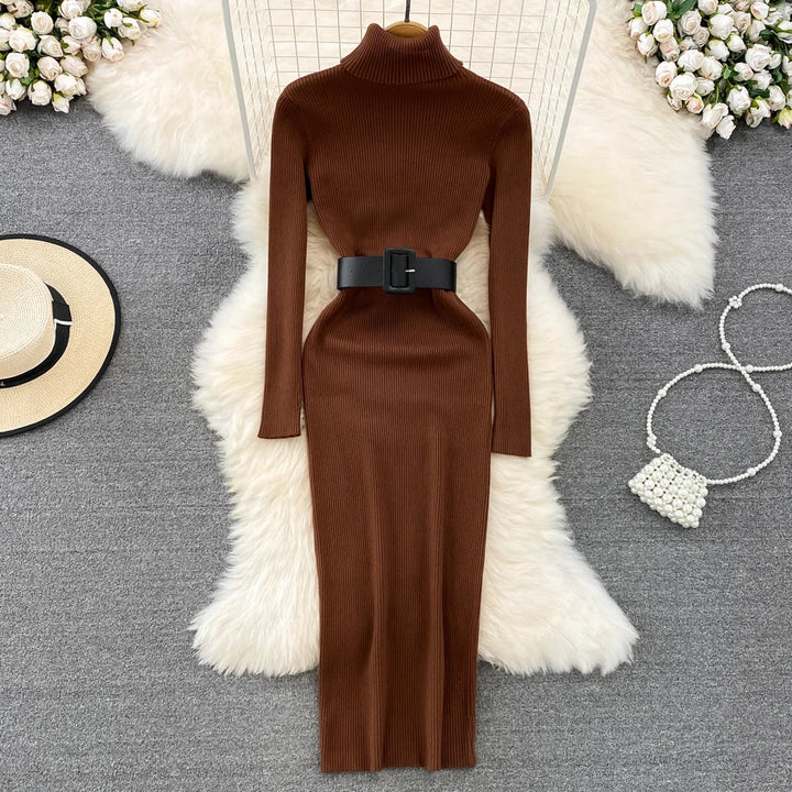 Amelia  -  Turtleneck Knit Pencil Dress