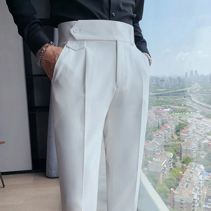 Daniel - High Waist Slim Fit Trousers