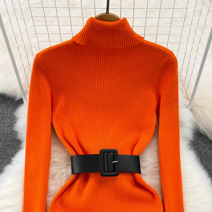 Amelia  -  Turtleneck Knit Pencil Dress