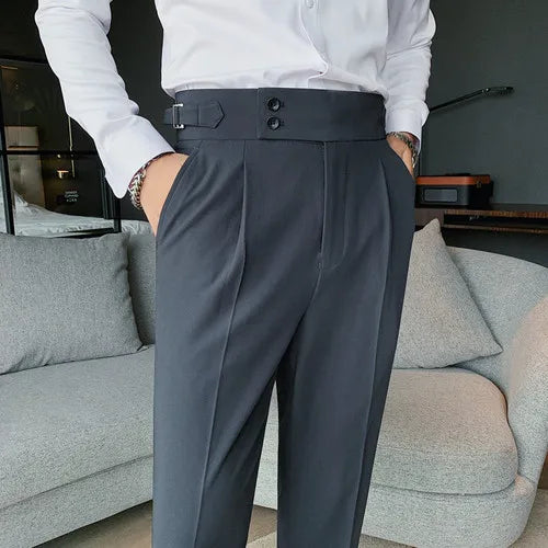 Daniel - High Waist Slim Fit Trousers