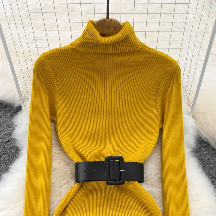 Amelia  -  Turtleneck Knit Pencil Dress