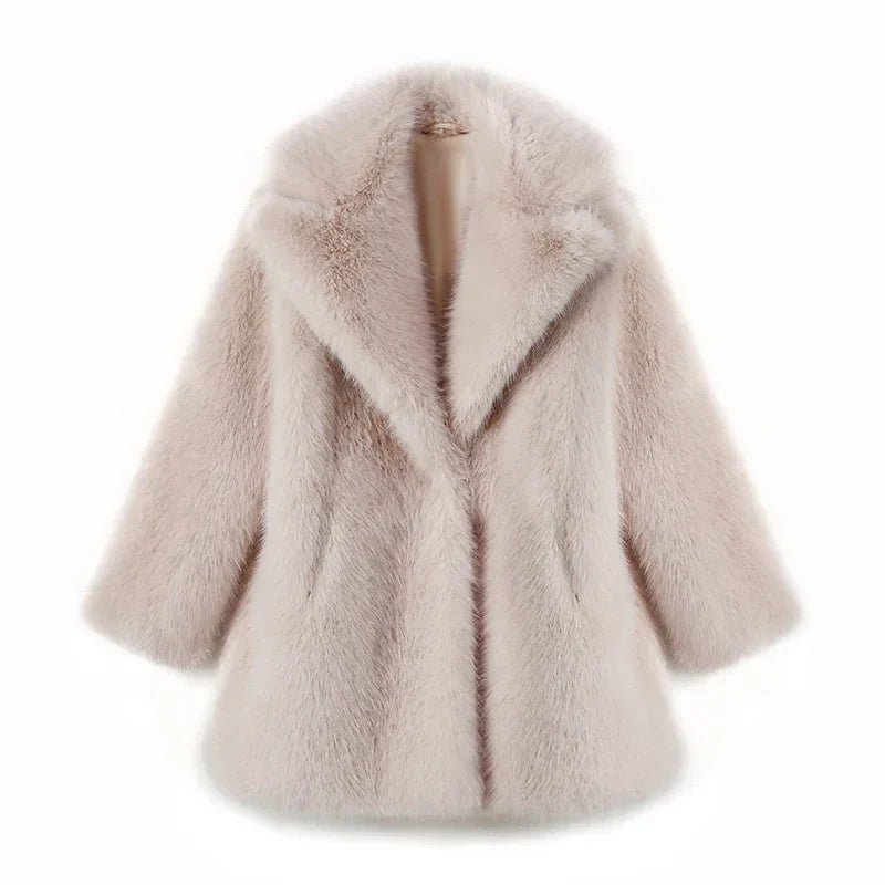 Evelyn - Faux Fur Lapel Coat