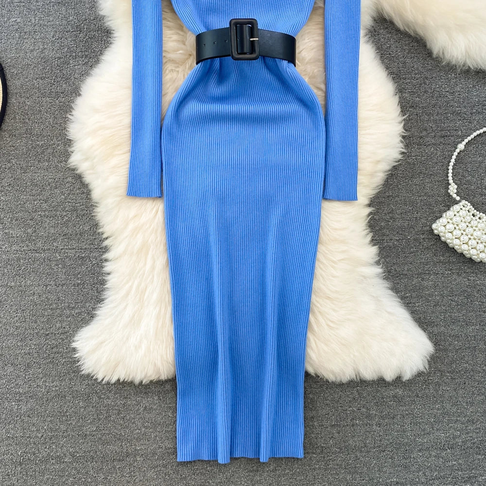 Amelia  -  Turtleneck Knit Pencil Dress