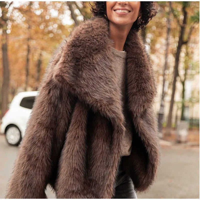 Chloe - Women's Faux Fur Overcoat