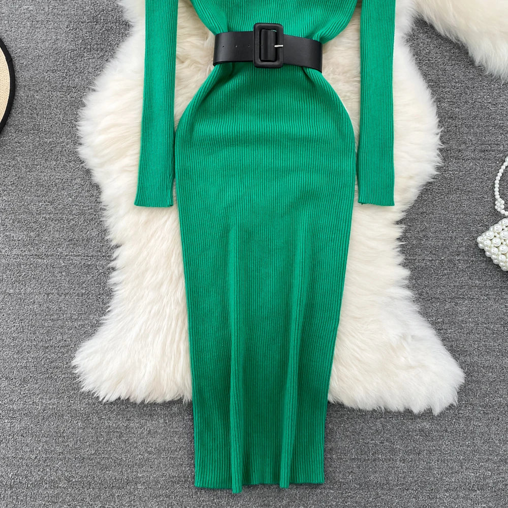 Amelia  -  Turtleneck Knit Pencil Dress