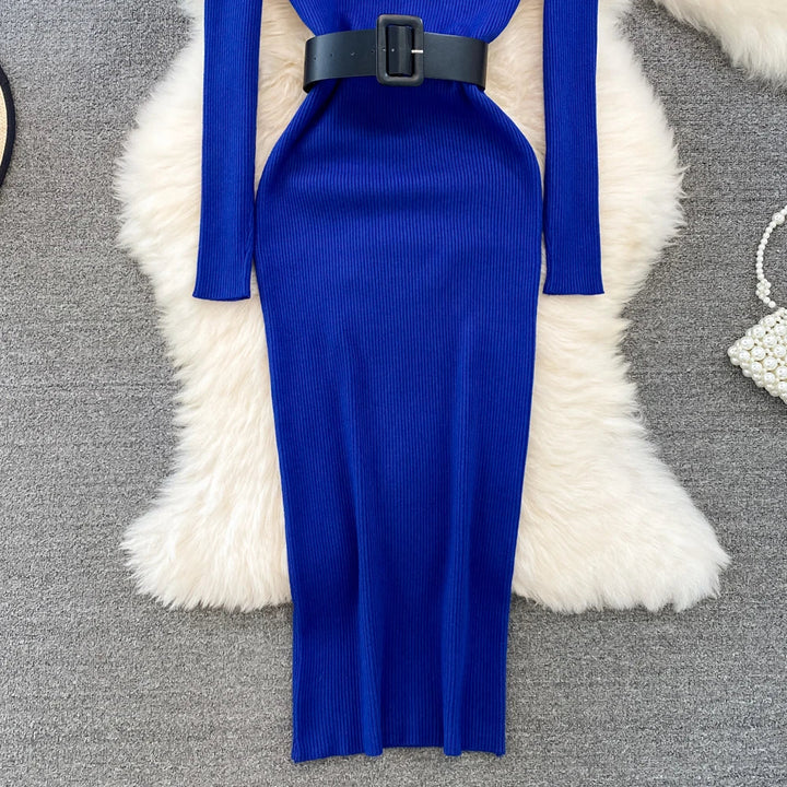 Amelia  -  Turtleneck Knit Pencil Dress