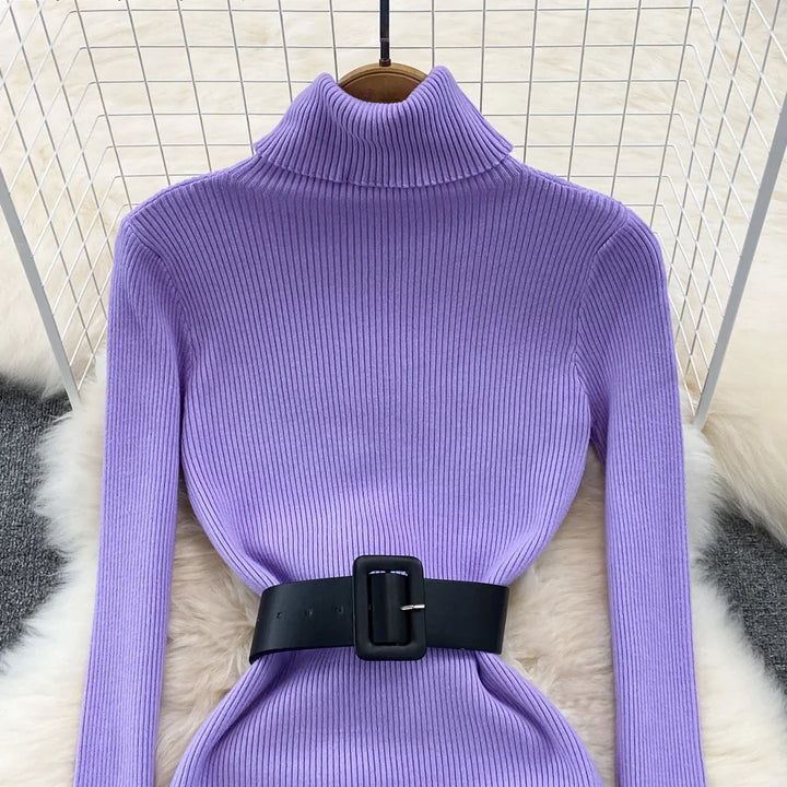 Amelia  -  Turtleneck Knit Pencil Dress