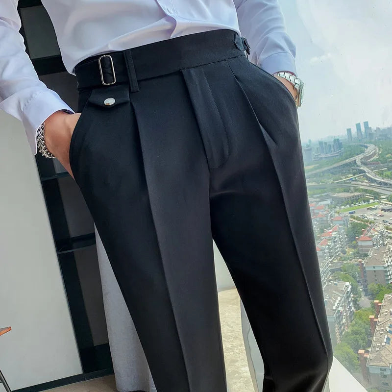 Daniel - High Waist Slim Fit Trousers