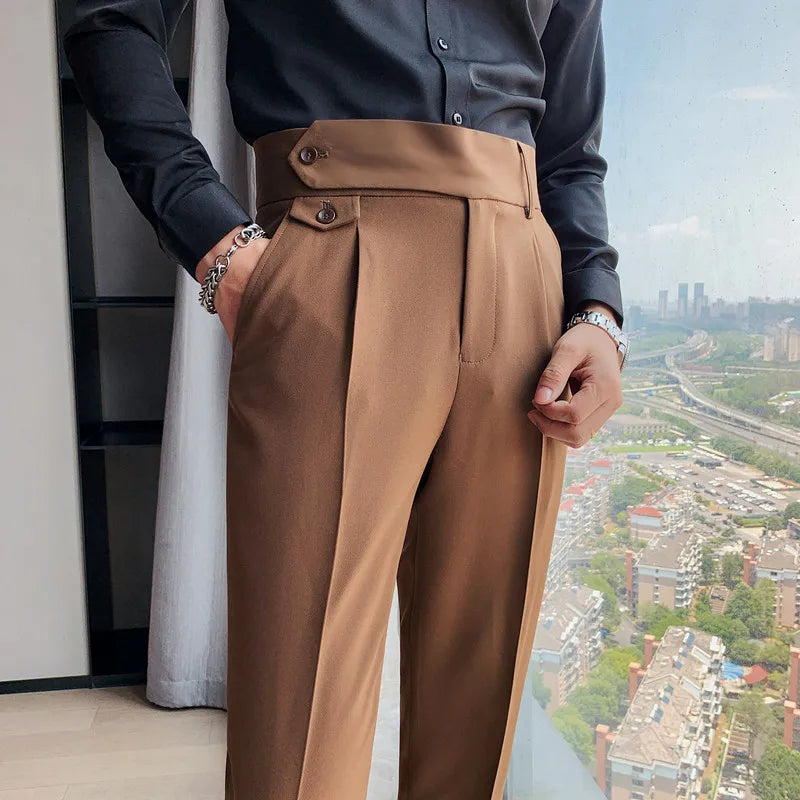 Daniel - High Waist Slim Fit Trousers