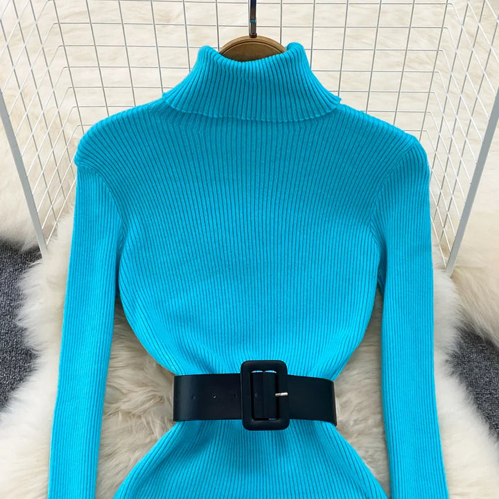 Amelia  -  Turtleneck Knit Pencil Dress