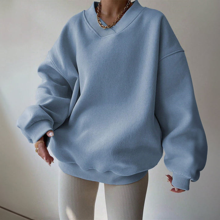 Julia  - Oversized V-Neck Pullover Sweatshirt