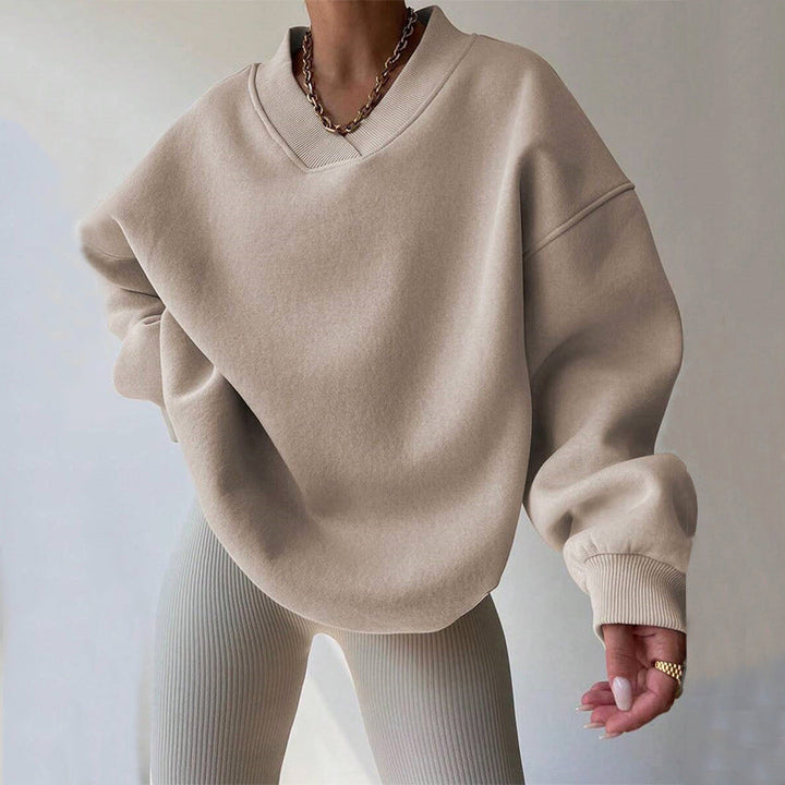 Julia  - Oversized V-Neck Pullover Sweatshirt