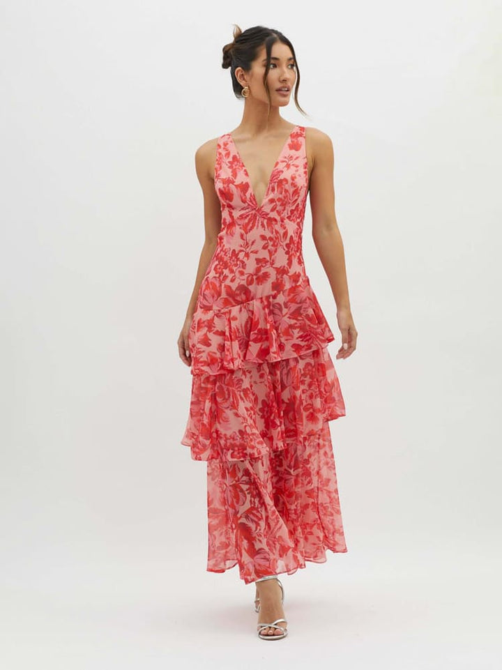 Inez - Beautiful Ruffle Chiffon Dress
