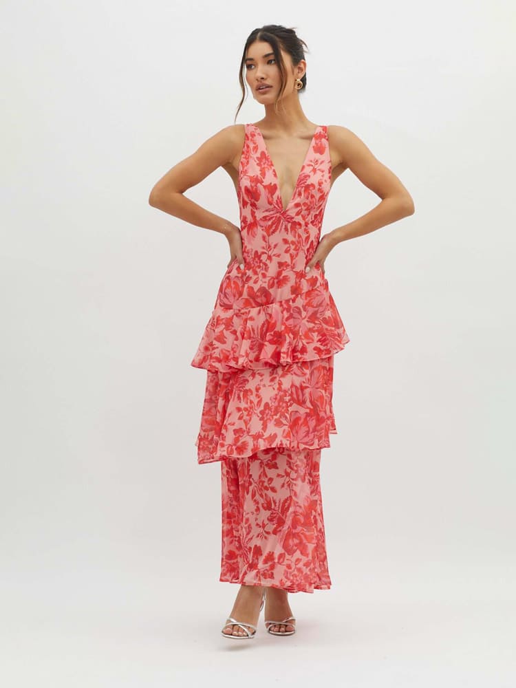 Inez - Beautiful Ruffle Chiffon Dress
