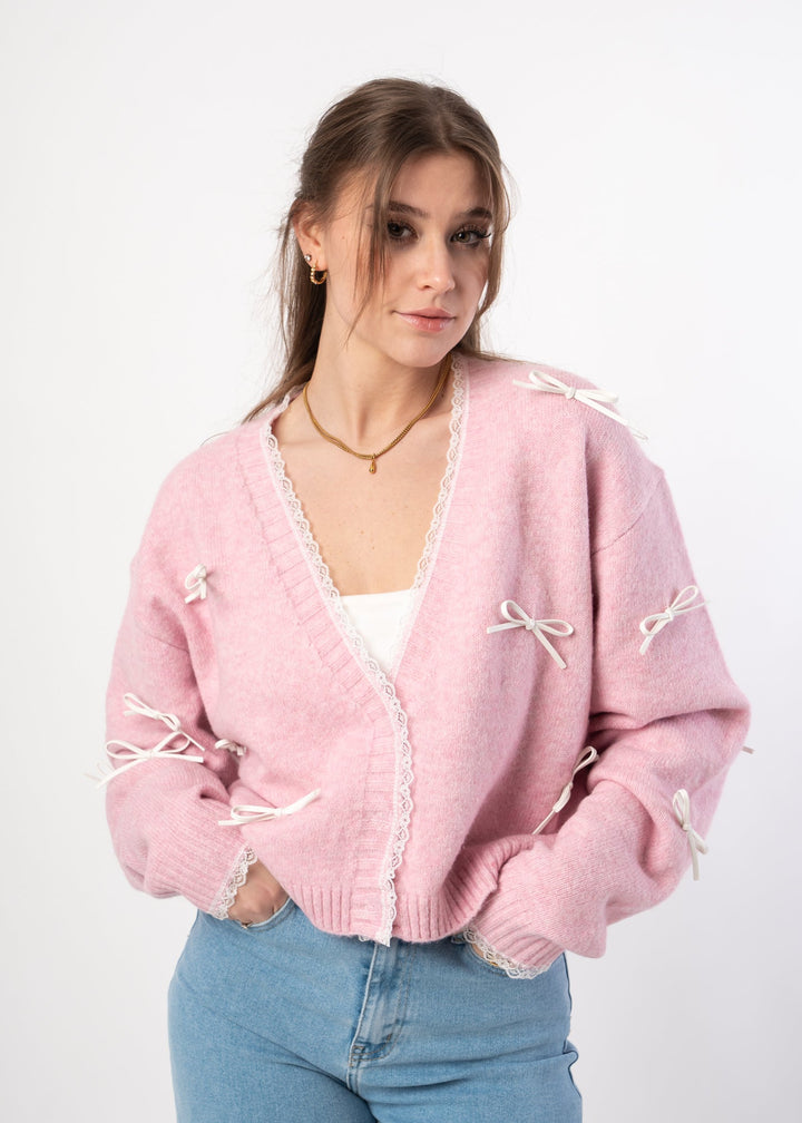 Nora - Chic Bow Knit Cardigan