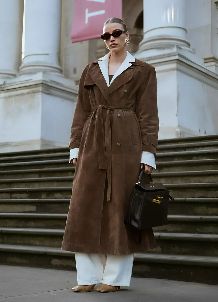 Daisy - Elegant suede Trench Coat for women