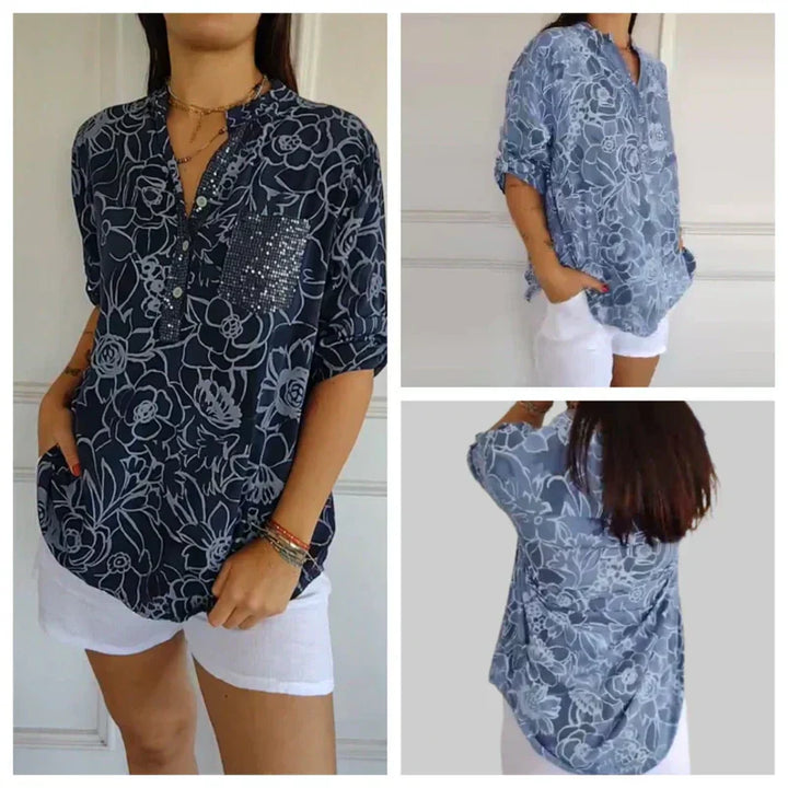 Rhea – Lightweight V-Neck Cotton Blouse