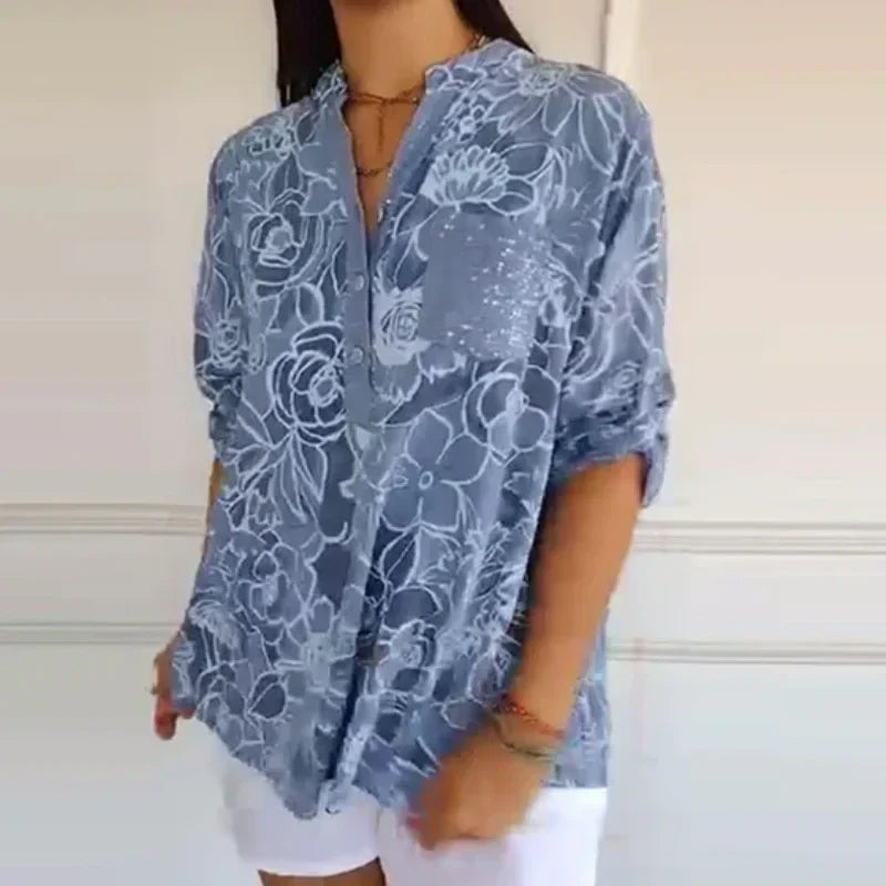 Rhea – Lightweight V-Neck Cotton Blouse