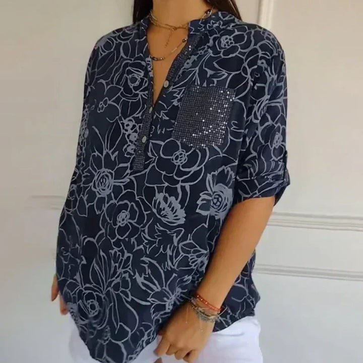 Rhea – Lightweight V-Neck Cotton Blouse
