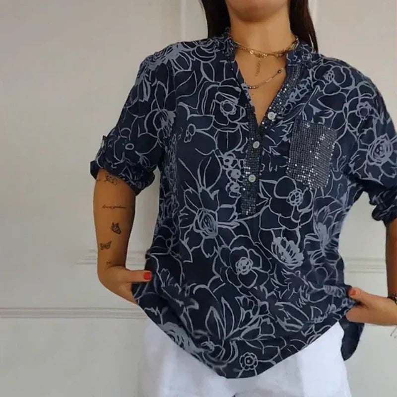 Rhea – Lightweight V-Neck Cotton Blouse